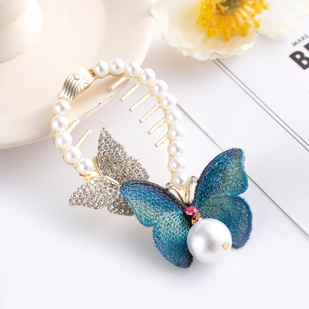 İnci Detaylı Kelebek Yay Topuz Tokası