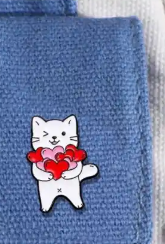 Kalpli Minik Kedi Broş