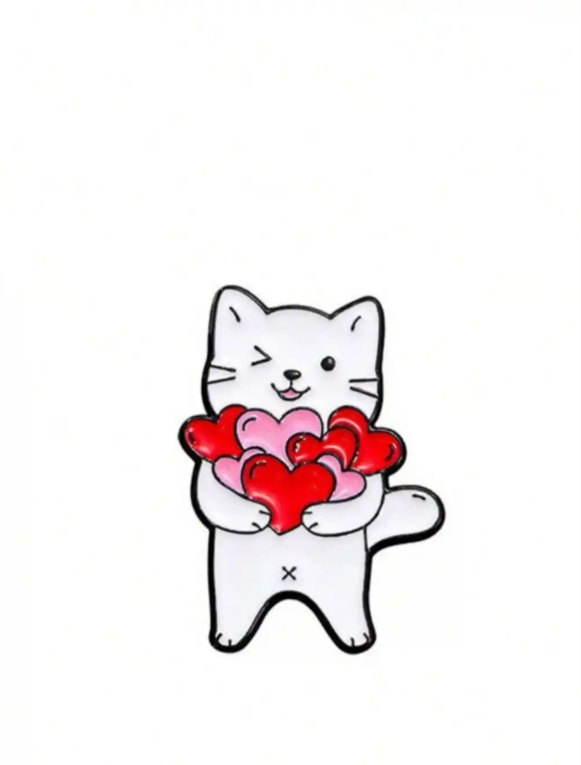 Kalpli Minik Kedi Broş