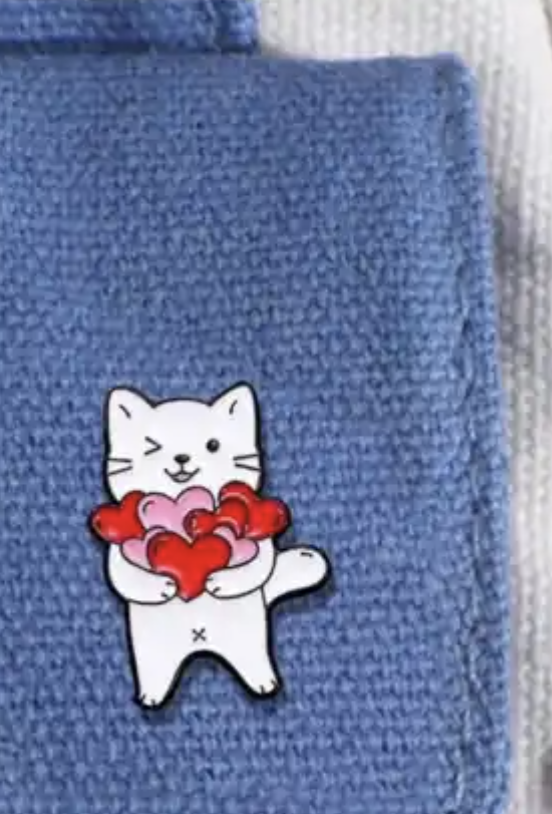 Kalpli Minik Kedi Broş