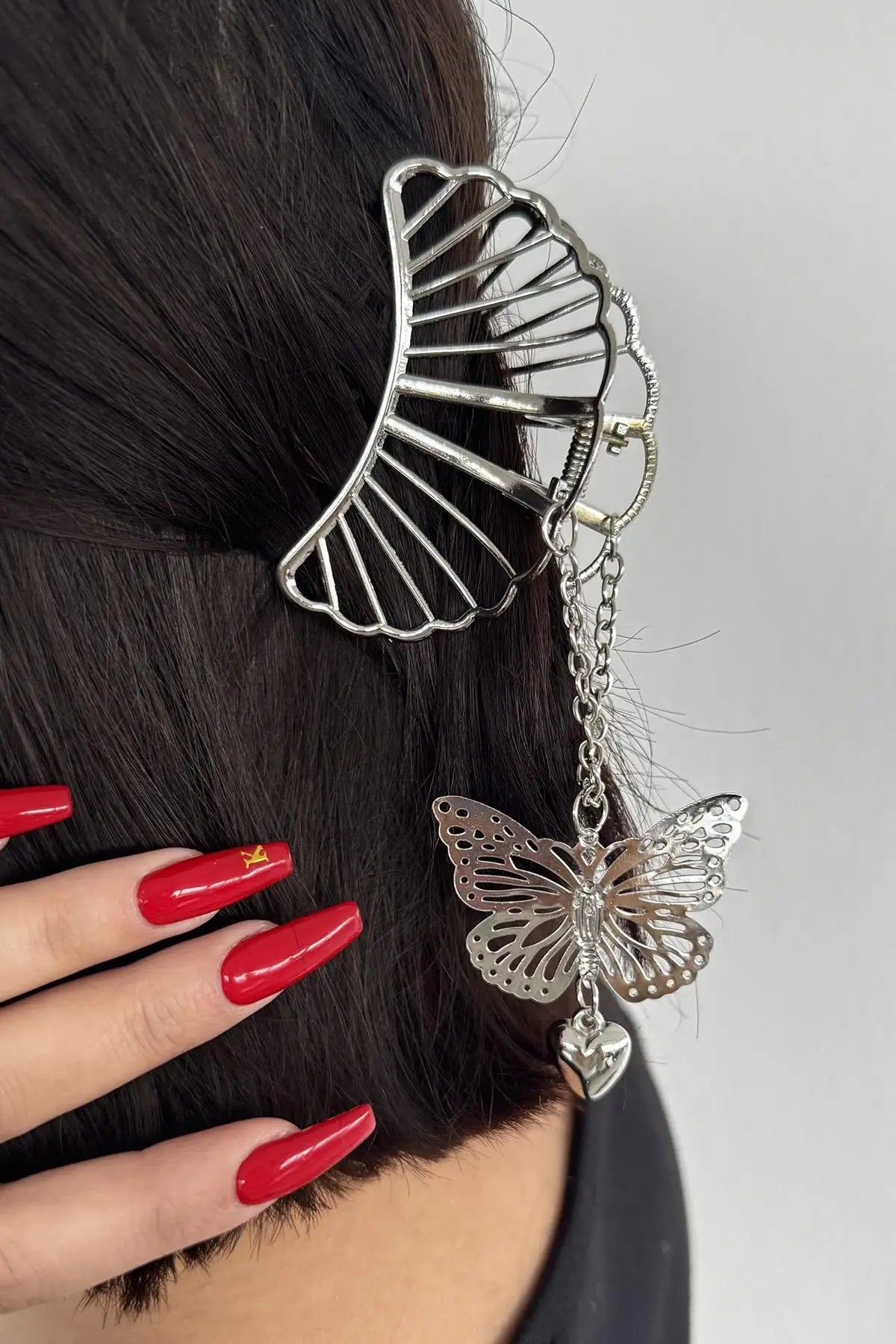 Gümüş Kelebek Sallantılı Mandal Toka