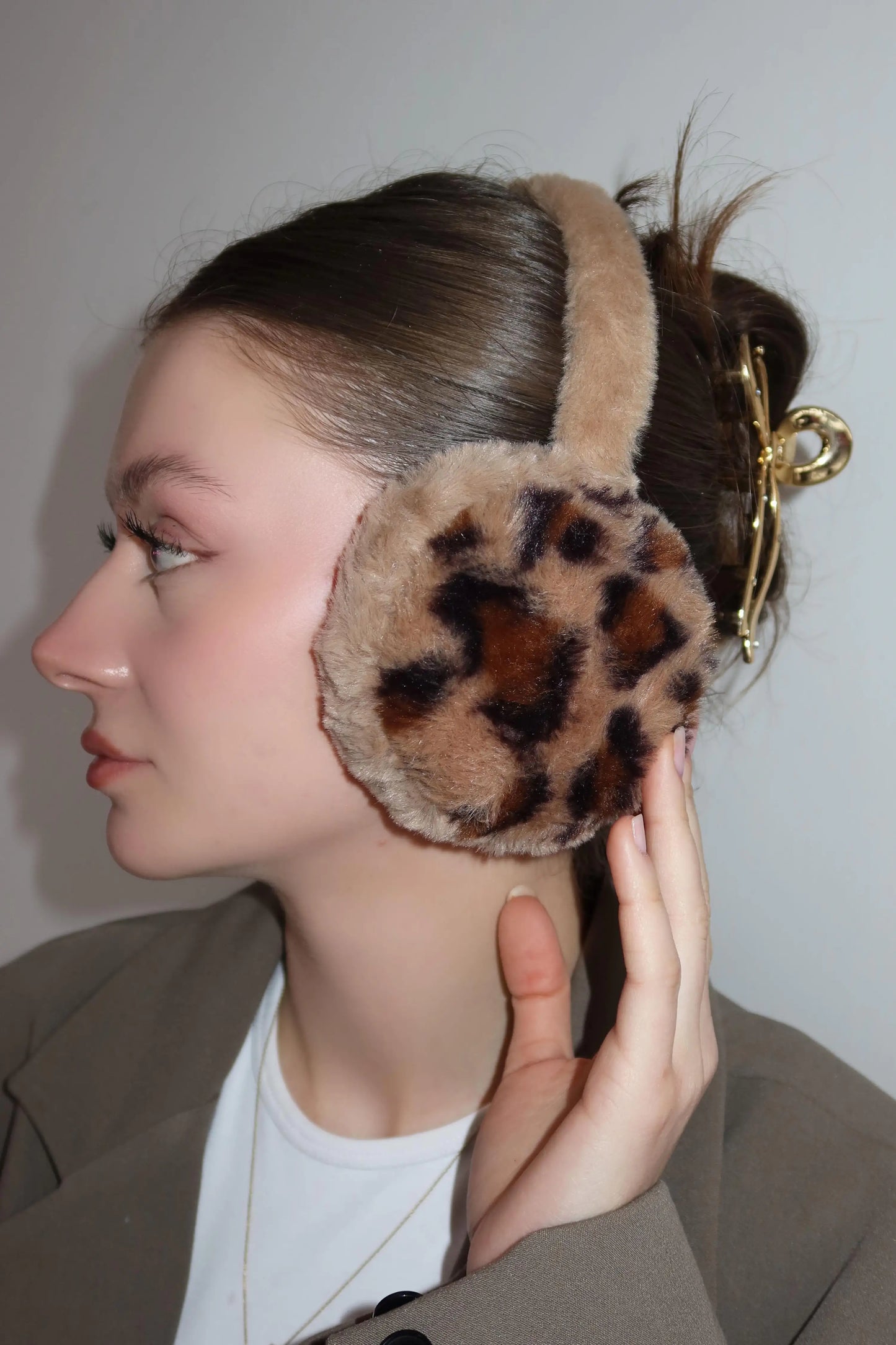 Kahverengi Leopar Peluş Kulaklık