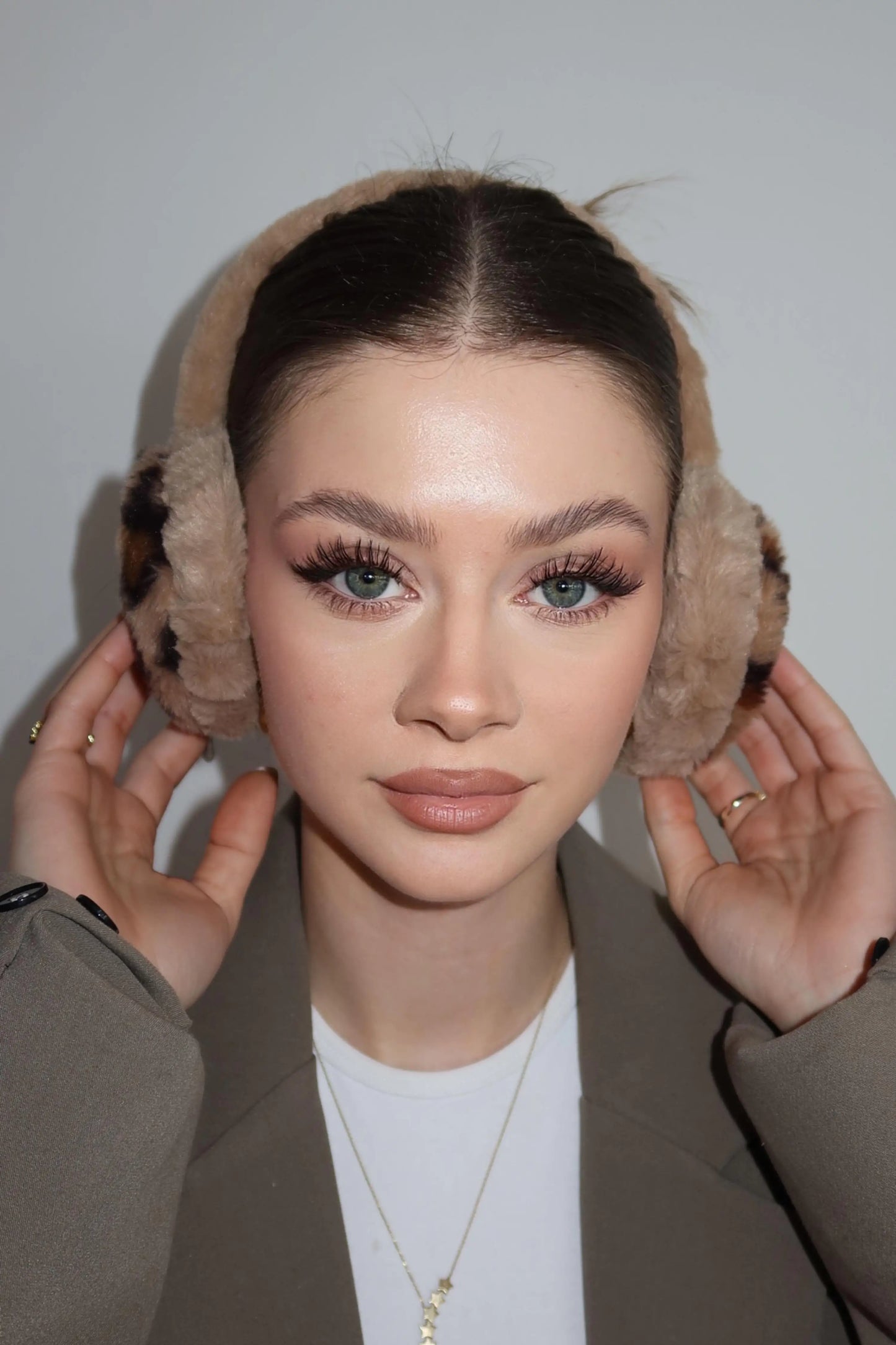 Kahverengi Leopar Peluş Kulaklık